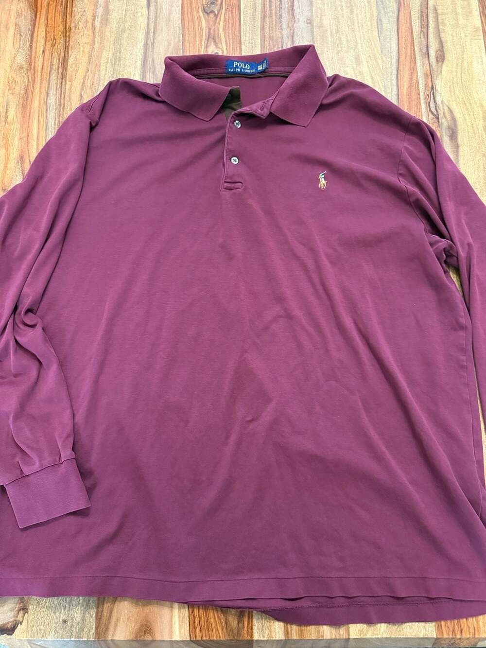 Polo Ralph Lauren Long Sleeve Polo Shirt Burgundy Size 2XLT